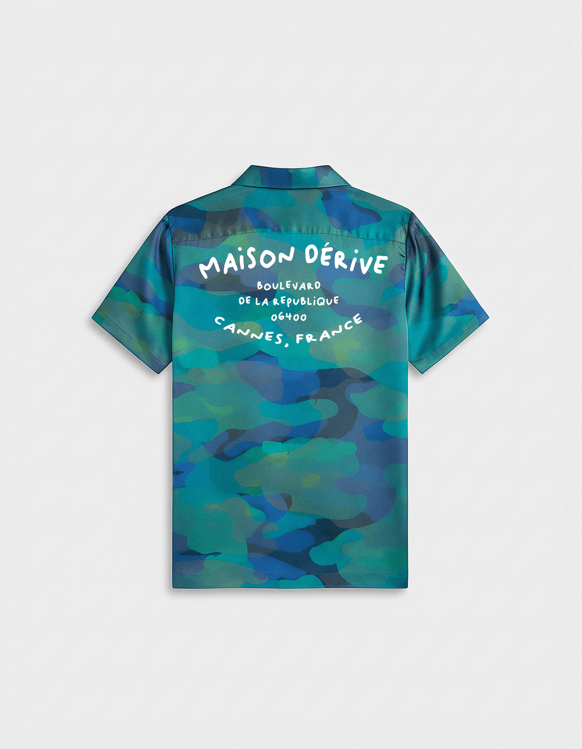 Aqua Blue ‘Camo’ Short Sleeve Silk Shirt