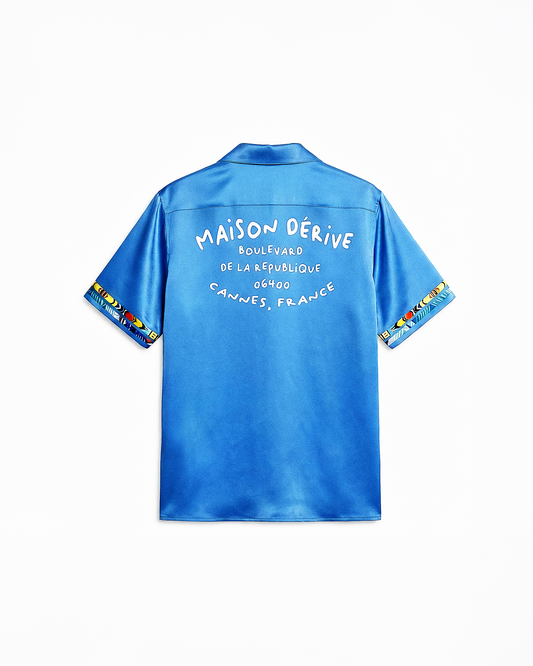 Royal Blue ‘Azur’ Cotton Satin Shirt