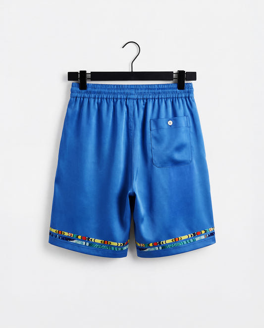 Royal Blue ‘Azur’ Cotton Satin Shorts