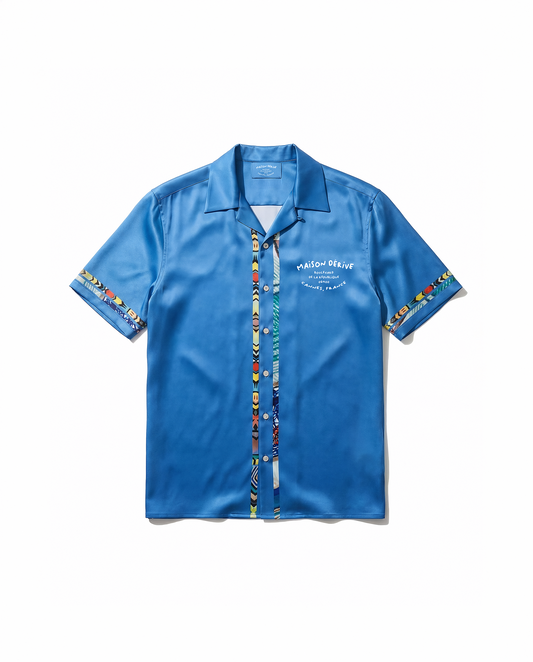 Royal Blue ‘Azur’ Cotton Satin Shirt
