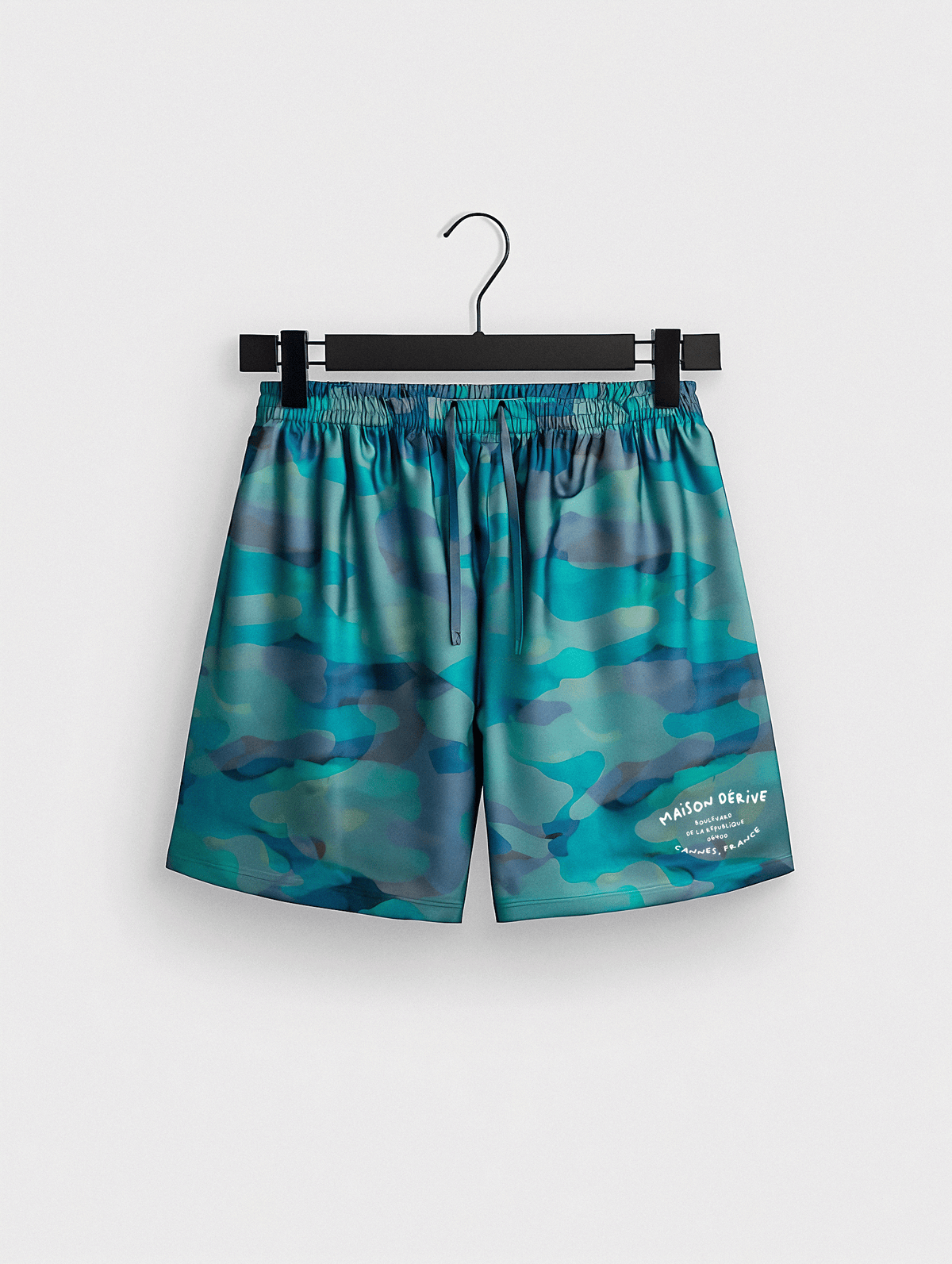 Aqua Blue ‘Camo’ Silk Shorts