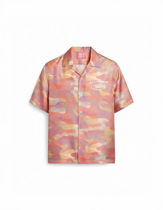 Pastel Pink ‘Camo’ Short Sleeve Silk Shirt
