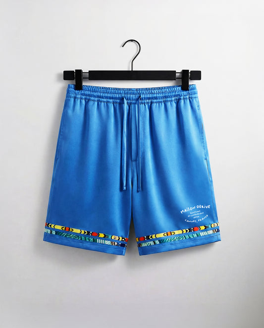 Royal Blue ‘Azur’ Cotton Satin Shorts